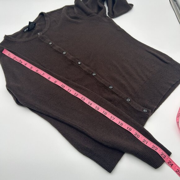 Y2K NEW YORK & COMPANY Brown Acrylic Cardigan M Button Down Ribbed LS Sweater - Picture 6 of 7